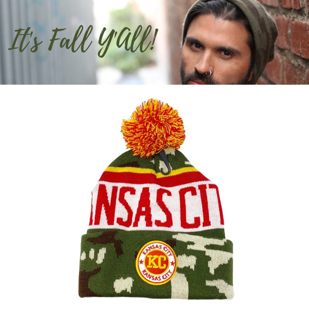 NWOT Kansas City ChoKoLids Knit Beanie Hat with Pom